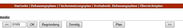 Ein Screenshot der Bebauungsplan-Verfahren Abfragemaske